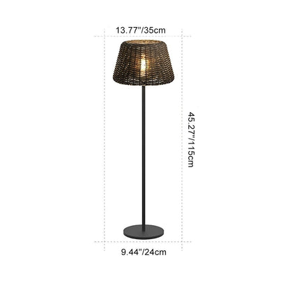 Woven Standing Patio Light 69 in Tall Weatherproof Warm White LED Solar or Plug-in Outdoor Garden Torch for Deck Poolside Terrace