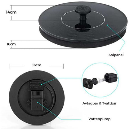 Floating Solar Fountain for Bird Bath Pond Pool Patio Garden Water Feature Outdoor Decoration Self-Contained Kit