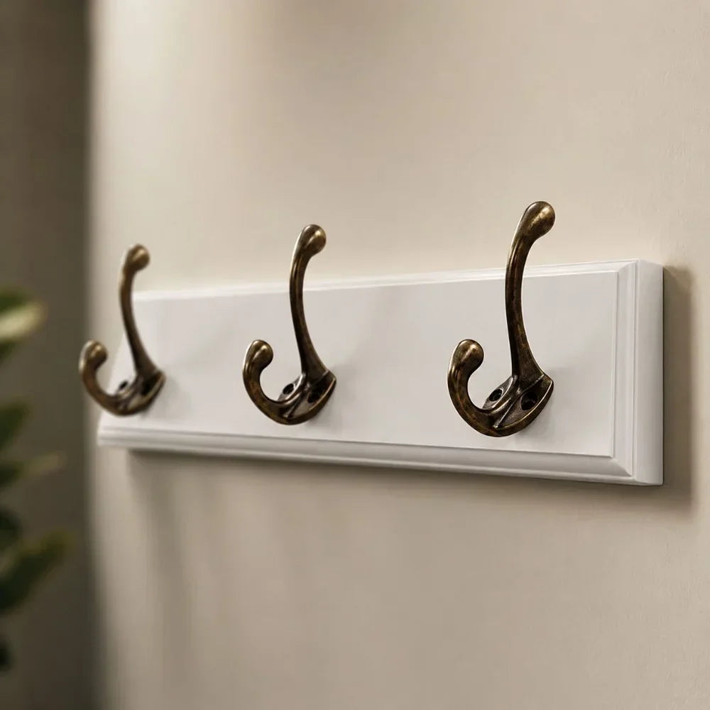 Entryway Hook Rack Wall-Mounted Solid Wood Organizer for Jackets Scarves Bags Natural Grain Finish 3 4 5 Hook Options Apartment Mudroom