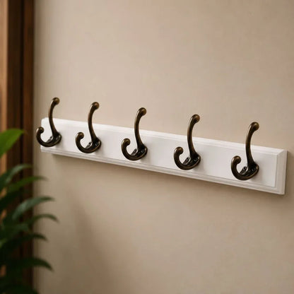 Entryway Hook Rack Wall-Mounted Solid Wood Organizer for Jackets Scarves Bags Natural Grain Finish 3 4 5 Hook Options Apartment Mudroom