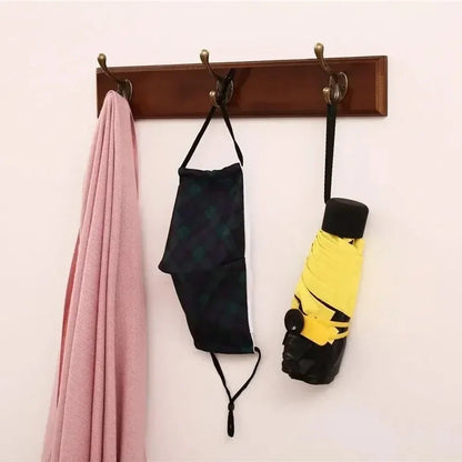 Entryway Hook Rack Wall-Mounted Solid Wood Organizer for Jackets Scarves Bags Natural Grain Finish 3 4 5 Hook Options Apartment Mudroom