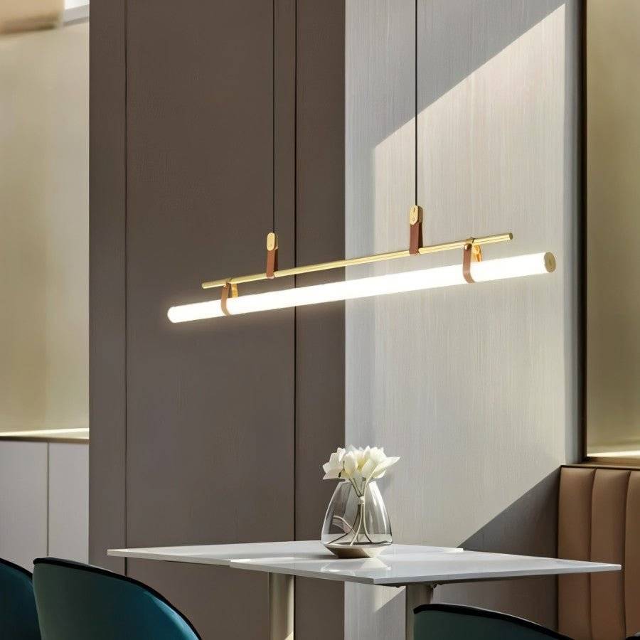 Sleek Metal LED Bar Light Fixture Adjustable Drop Length for Countertop Workspace Dining Table Task Lighting 3000K 6000K Black Gold