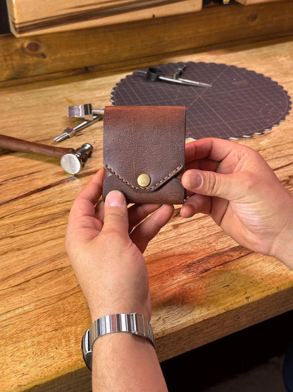 Bifold Leather Wallet with Integrated Pen Holder for Cards & Cash Storage