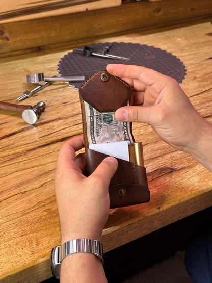 Bifold Card Wallet in Genuine Top-Grain Cowhide with Integrated Pen Holder for EDC Organization