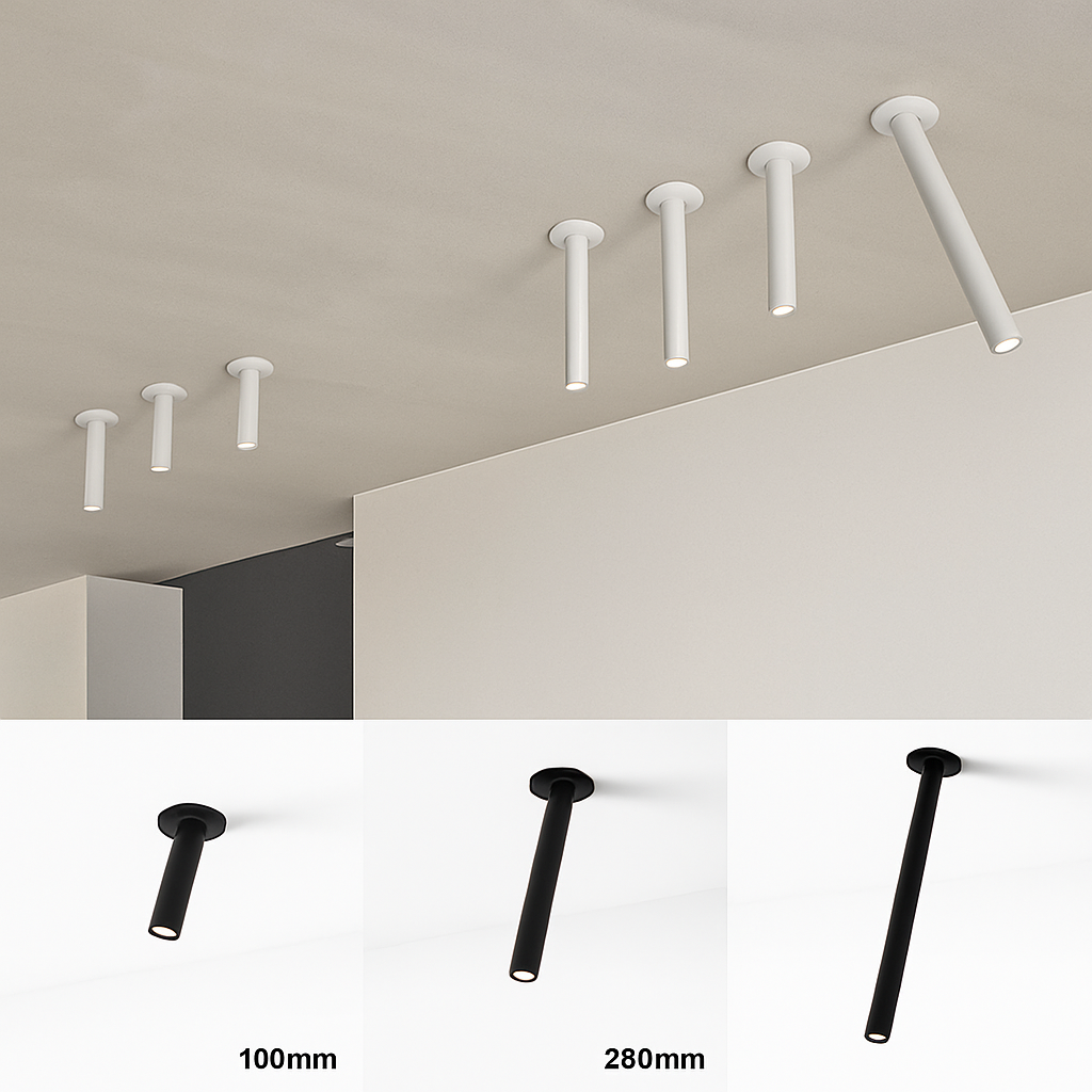 Adjustable Tube LED Ceiling Spotlight Modern Surface Mount Directional Accent Light for Kitchen Living Room