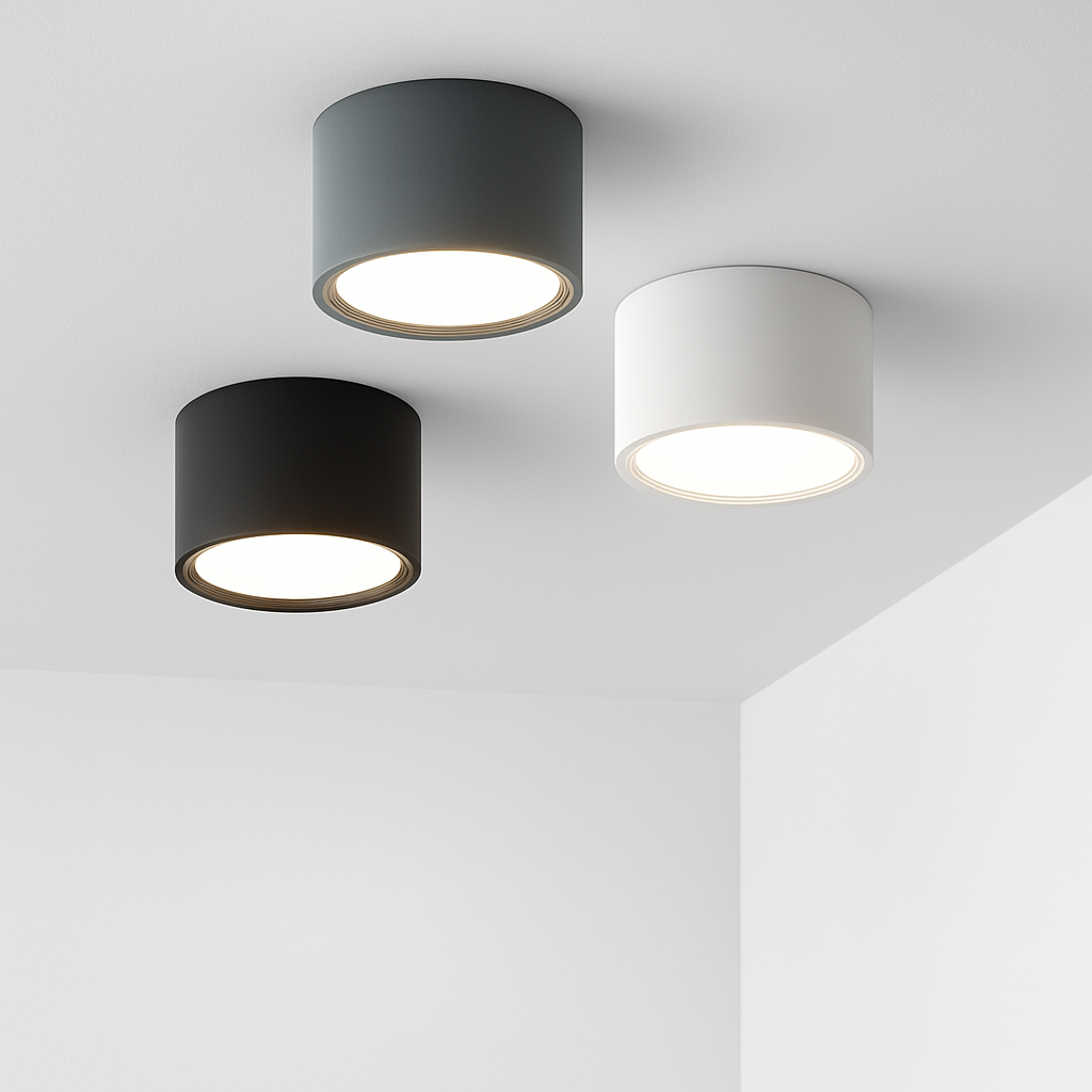 LED Ceiling Spot Light Flush Mount Round Cylinder Black White Gray Metal Acrylic 3.3-5.9 in Small Kitchen Bathroom Hallway Directional Spotl