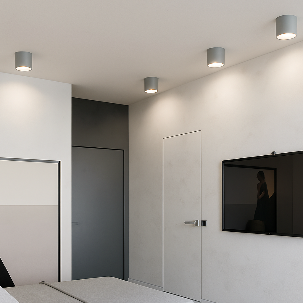 LED Ceiling Spot Light Flush Mount Round Cylinder Black White Gray Metal Acrylic 3.3-5.9 in Small Kitchen Bathroom Hallway Directional Spotl