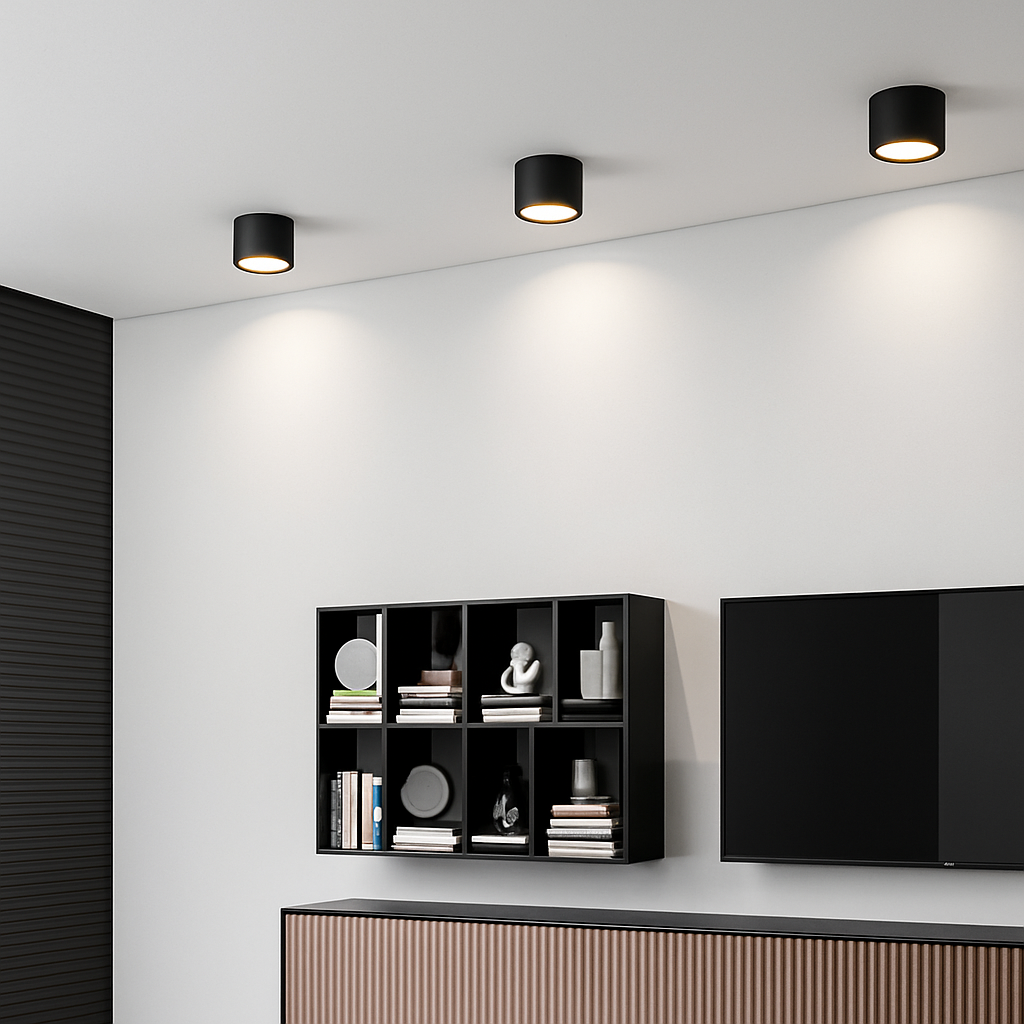 LED Ceiling Spot Light Flush Mount Round Cylinder Black White Gray Metal Acrylic 3.3-5.9 in Small Kitchen Bathroom Hallway Directional Spotl