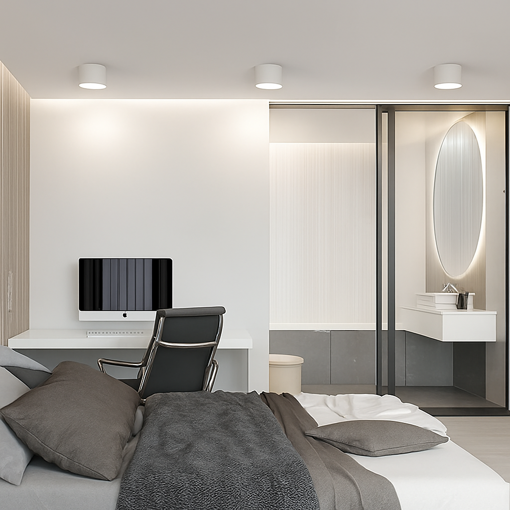 LED Ceiling Spot Light Flush Mount Round Cylinder Black White Gray Metal Acrylic 3.3-5.9 in Small Kitchen Bathroom Hallway Directional Spotl