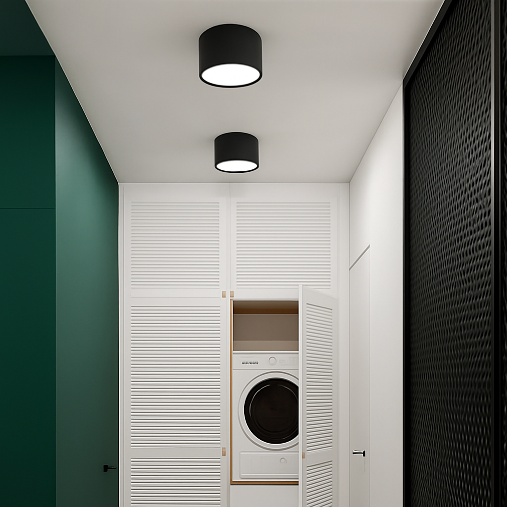 LED Ceiling Spot Light Flush Mount Round Cylinder Black White Gray Metal Acrylic 3.3-5.9 in Small Kitchen Bathroom Hallway Directional Spotl