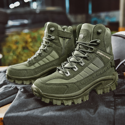 Men's All-Season Tactical Work Boots Waterproof Suede Ankle Support Non-Slip Hiking Boots for Outdoor Work Camping Hunting