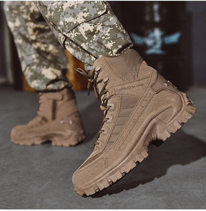 Men's All-Season Tactical Work Boots Waterproof Suede Ankle Support Non-Slip Hiking Boots for Outdoor Work Camping Hunting