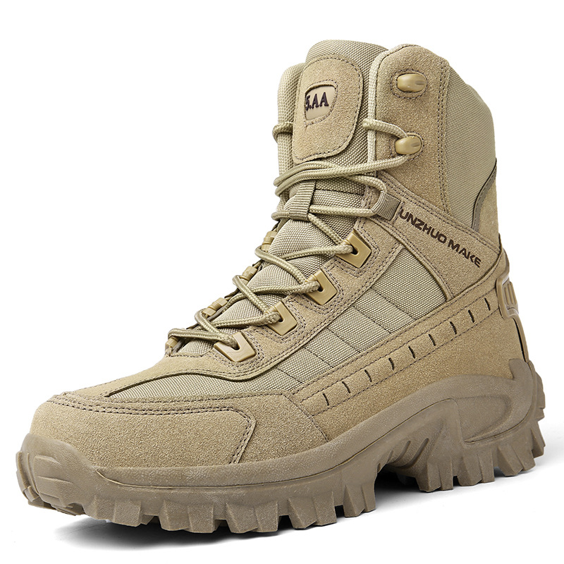 Men's All-Season Tactical Work Boots Waterproof Suede Ankle Support Non-Slip Hiking Boots for Outdoor Work Camping Hunting