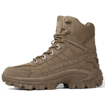 Men's All-Season Tactical Work Boots Waterproof Suede Ankle Support Non-Slip Hiking Boots for Outdoor Work Camping Hunting