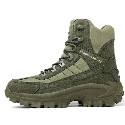 Men's All-Season Tactical Work Boots Waterproof Suede Ankle Support Non-Slip Hiking Boots for Outdoor Work Camping Hunting