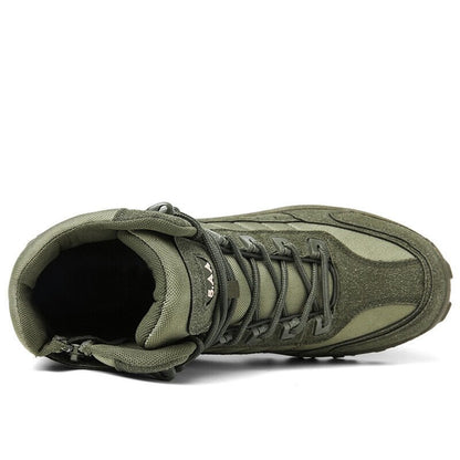 Men's All-Season Tactical Work Boots Waterproof Suede Ankle Support Non-Slip Hiking Boots for Outdoor Work Camping Hunting