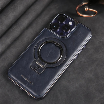 Premium Leather iPhone Case with Hidden Kickstand for Hands-Free Viewing