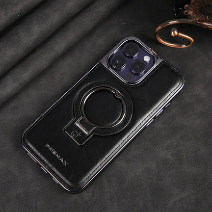 Premium Leather iPhone Case with Hidden Kickstand for Hands-Free Viewing