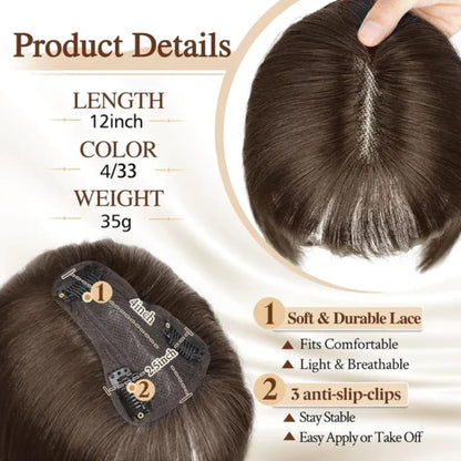 Clip-In Bangs Hairpiece with Side Swept Layers – Instant Fringe Look for Any Occasion | Natural Texture Heat Stylable