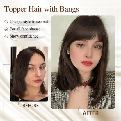 Clip-In Bangs Hairpiece with Side Swept Layers – Instant Fringe Look for Any Occasion | Natural Texture Heat Stylable