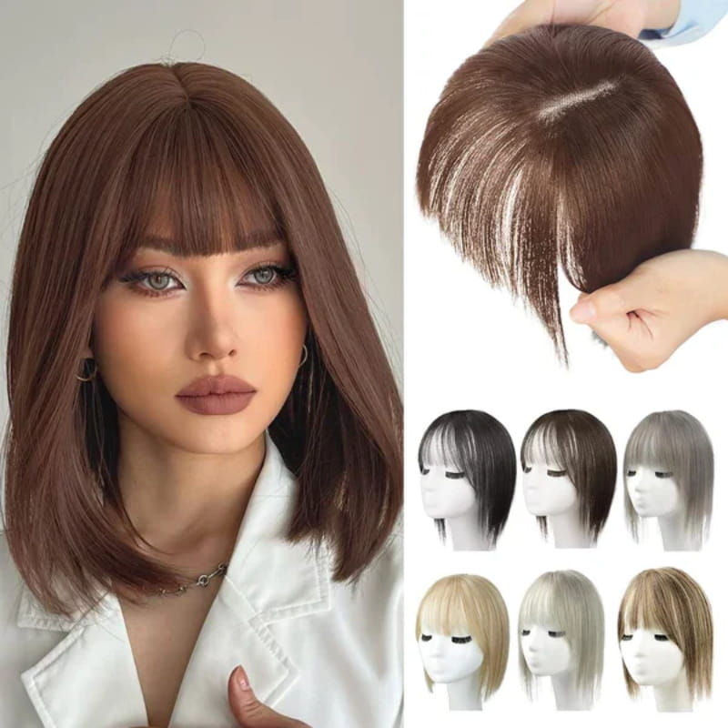 Clip-In Bangs Hairpiece with Side Swept Layers – Instant Fringe Look for Any Occasion | Natural Texture Heat Stylable