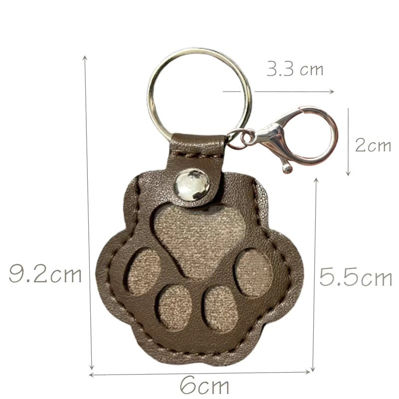Genuine Leather Pet Memorial Keychain with Embossed Paw Print for Dog & Cat Lovers