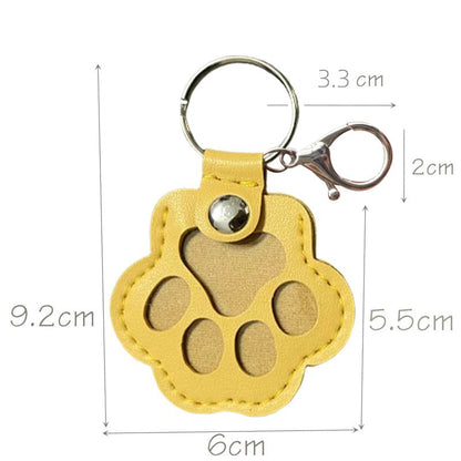 Genuine Leather Pet Memorial Keychain with Embossed Paw Print for Dog & Cat Lovers