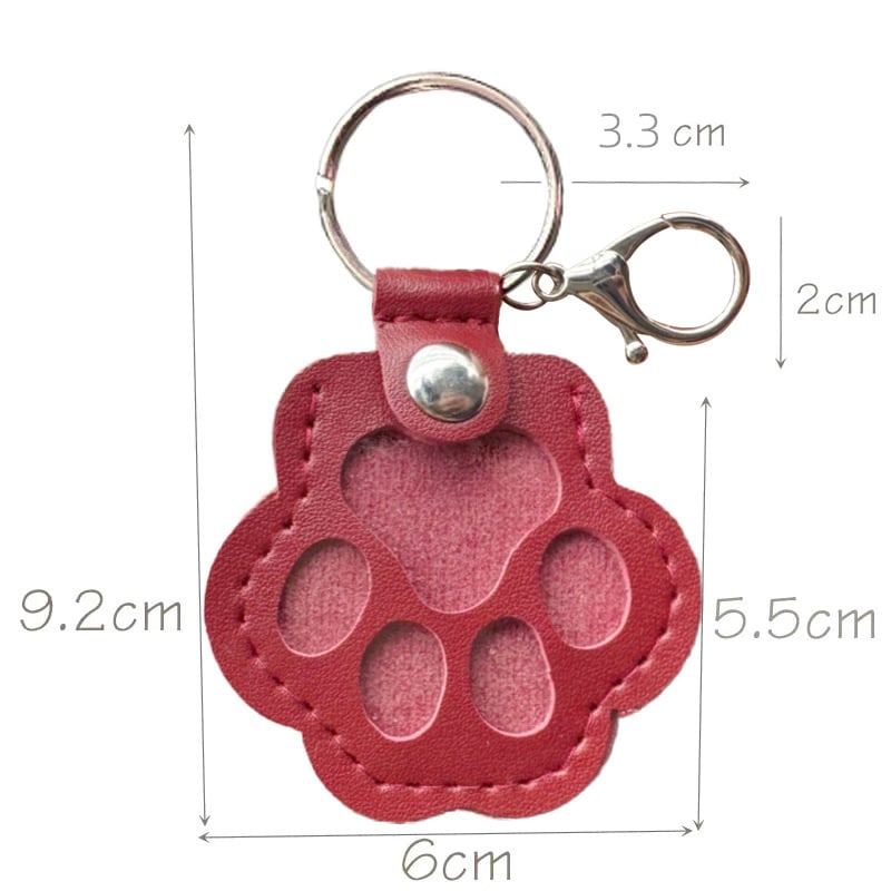 Genuine Leather Pet Memorial Keychain with Embossed Paw Print for Dog & Cat Lovers
