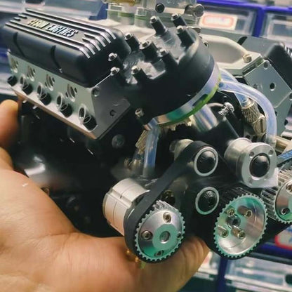 Gasoline-Powered V8 Engine Model Kit | Fully Functional Mini Motor with CDI Ignition & Precision CNC Machined Metal Parts for RC Projects