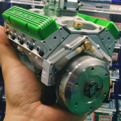Gasoline-Powered V8 Engine Model Kit | Fully Functional Mini Motor with CDI Ignition & Precision CNC Machined Metal Parts for RC Projects