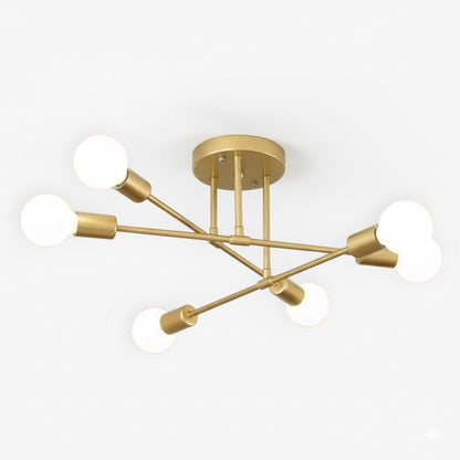 Mid-Century Starburst Flush Mount Ceiling Light | E27 Multi-Arm Modern Fixture for Living Room & Bedroom | 4, 6 or 8 Bulb Configuration