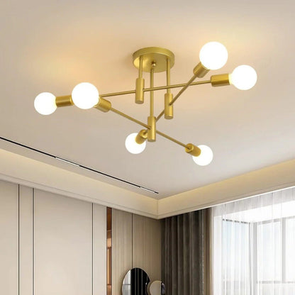 Mid-Century Starburst Flush Mount Ceiling Light | E27 Multi-Arm Modern Fixture for Living Room & Bedroom | 4, 6 or 8 Bulb Configuration