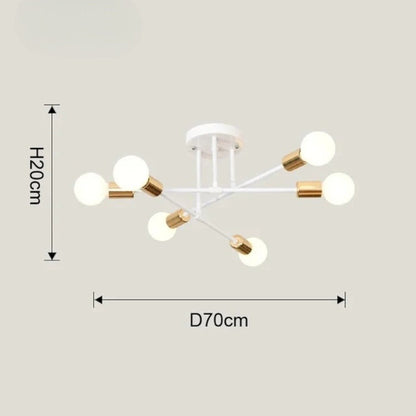 Mid-Century Starburst Flush Mount Ceiling Light | E27 Multi-Arm Modern Fixture for Living Room & Bedroom | 4, 6 or 8 Bulb Configuration