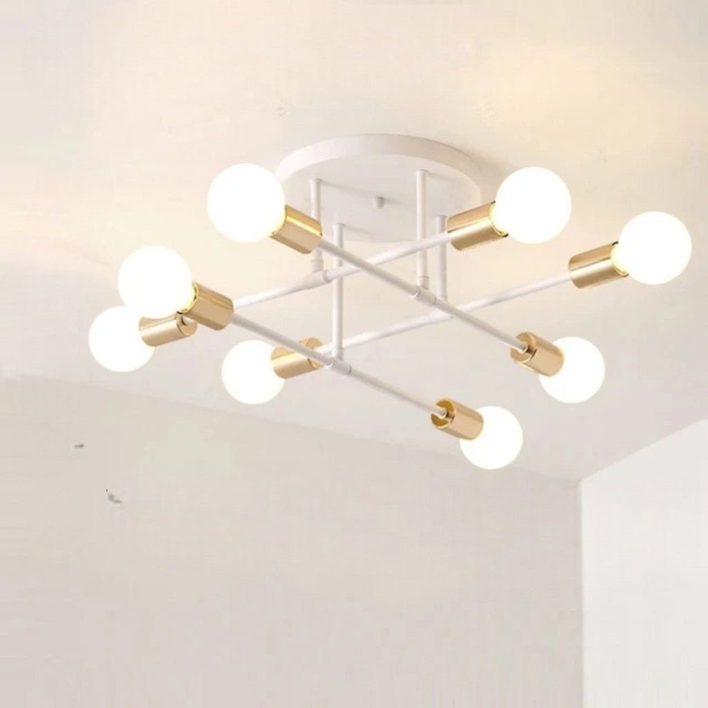 Mid-Century Starburst Flush Mount Ceiling Light | E27 Multi-Arm Modern Fixture for Living Room & Bedroom | 4, 6 or 8 Bulb Configuration