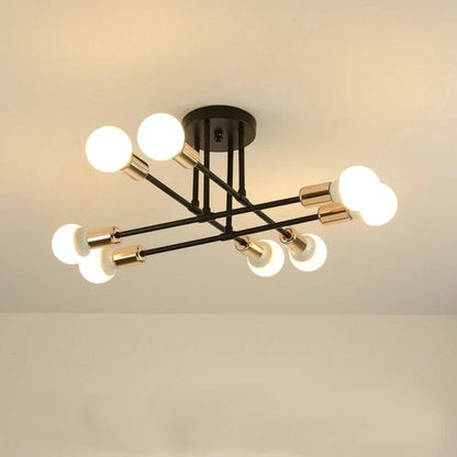 Mid-Century Starburst Flush Mount Ceiling Light | E27 Multi-Arm Modern Fixture for Living Room & Bedroom | 4, 6 or 8 Bulb Configuration