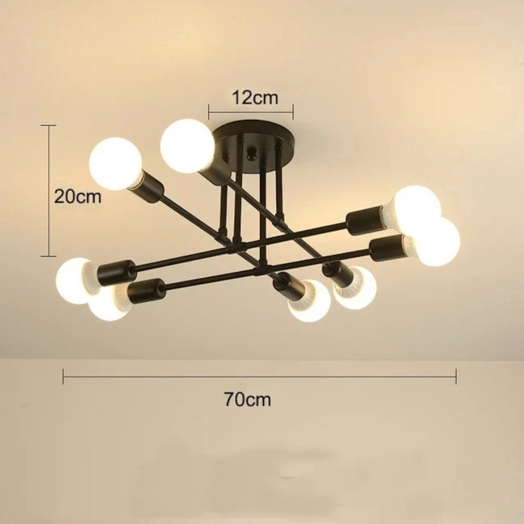 Mid-Century Starburst Flush Mount Ceiling Light | E27 Multi-Arm Modern Fixture for Living Room & Bedroom | 4, 6 or 8 Bulb Configuration