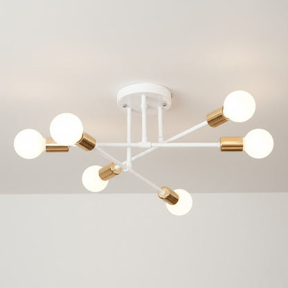 Mid-Century Starburst Flush Mount Ceiling Light | E27 Multi-Arm Modern Fixture for Living Room & Bedroom | 4, 6 or 8 Bulb Configuration