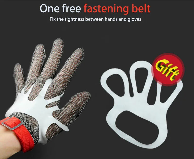 Cut-Resistant Glove | Stainless Steel Protection with Adjustable Strap | Safety Gear for Kitchen and Workshop