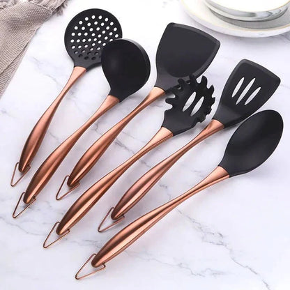 6-Piece Kitchen Tool Set Stainless Steel with Heat-Resistant Handles for Everyday Cooking & Serving | Dishwasher Safe