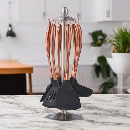 6-Piece Kitchen Tool Set Stainless Steel with Heat-Resistant Handles for Everyday Cooking & Serving | Dishwasher Safe