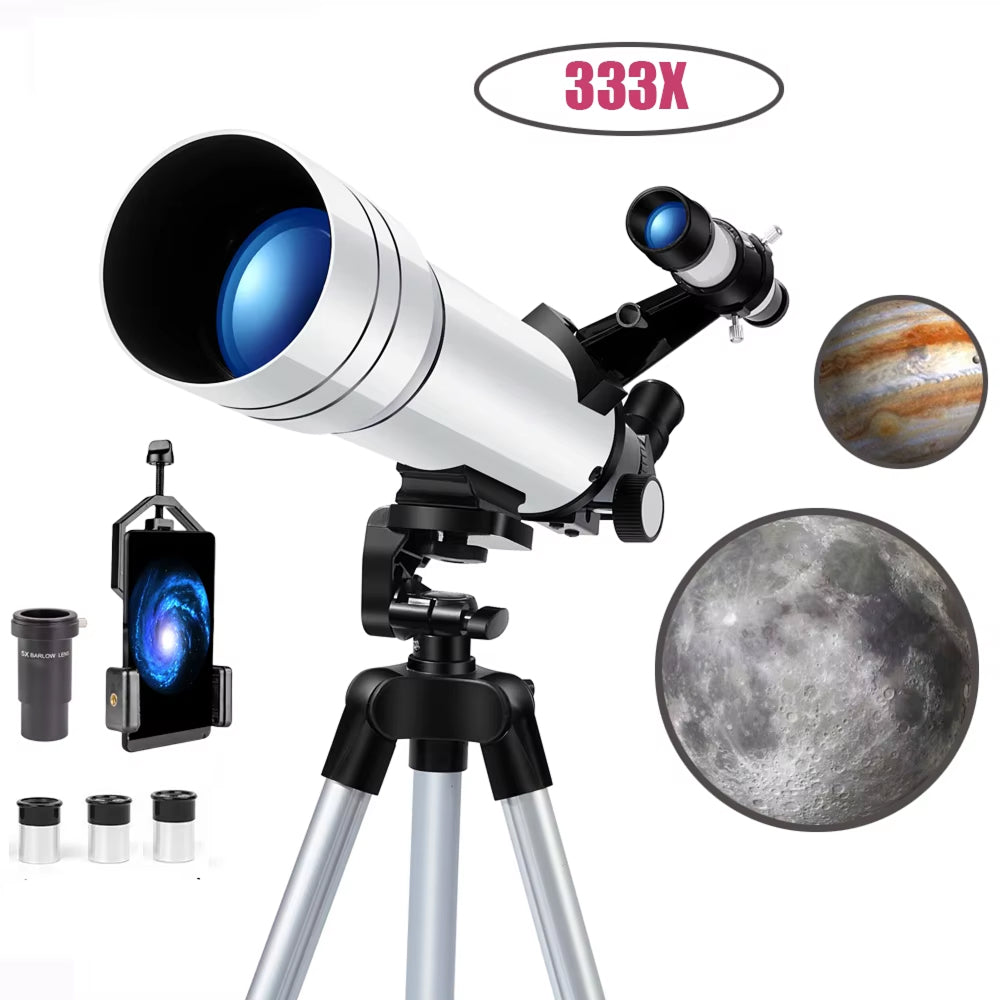 Beginner Refractor Telescope for Kids — 70mm Aperture with Adjustable Tripod & Phone Adapter