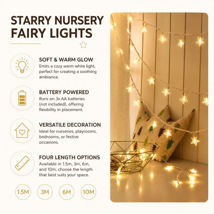 Battery Powered String Lights for Kids Room Warm White Glow Decorative LED Strand Light Bedroom Playroom Nursery Wall Decor