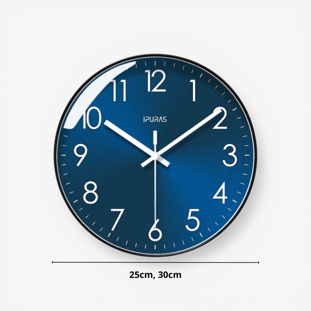 Whisper-Quiet Round Wall Clock with Sweep Hand – Modern Analog Timepiece for Bedroom Office Living Room – Glass Face Non-Ticking Quartz