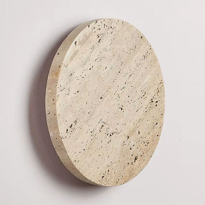 Travertine Circle Sconce for Bedrooms & Hallways – LED Ambient Lighting Fixture with Adjustable Color Temperature