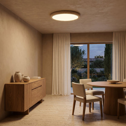 Natural Travertine Stone Ceiling Light – Round Flush Mount Fixture, Warm LED Glow for Bedroom, Living Room & Modern Interiors