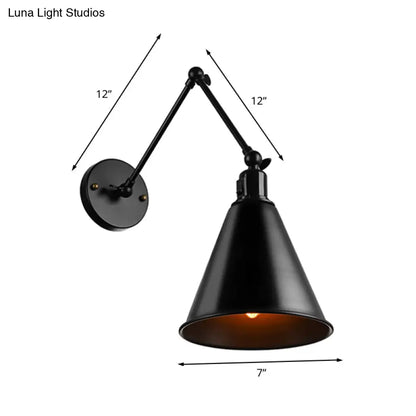 Swing Arm Wall Light Fixture Industrial Metal Sconce Adjustable for Living Room Bedroom Bedside Reading