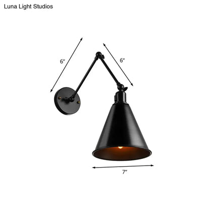 Swing Arm Wall Light Fixture Industrial Metal Sconce Adjustable for Living Room Bedroom Bedside Reading