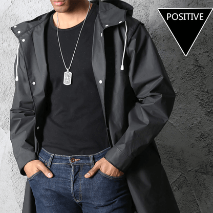 Full-Length Waterproof Hooded Rain Jacket for Adults – Lightweight Foldable Travel Coat for Men & Women – Black