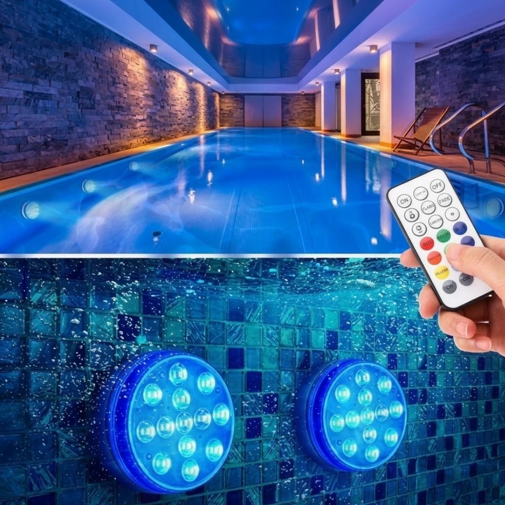 Waterproof LED Pool Light RF Remote 16 Colors Accent Lighting for Swimming Pools Hot Tubs Ponds Fountains Battery Powered Underwater