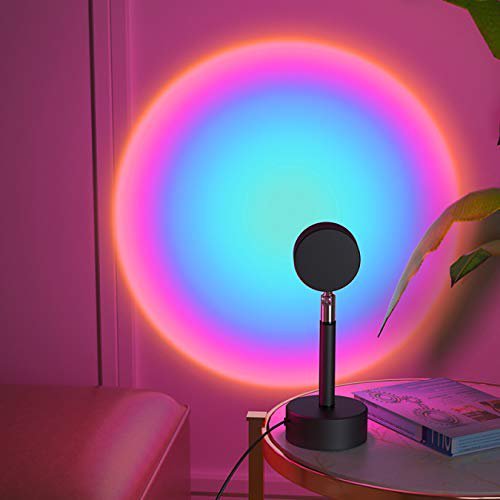 USB Rechargeable LED Mood Lamp with Remote Control 16 Color Settings Adjustable Angle Projection Light for Bedroom Office Nightstand Ambient